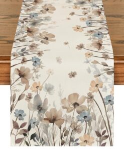 Artoid Mode Ökologischer Tischläufer Mohnblumen Blüte Herbst Küche Dekoration 40x140 cm OEKO-TEX STANDARD 100