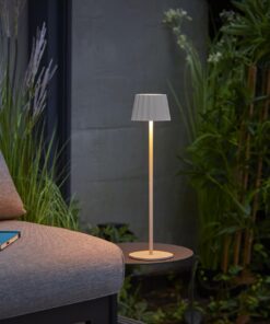 Northpoint 3in1 LED Tischlampe Flaschenleuchte mit Akku für Innen- und Außennutzung Plissee beige