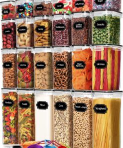 Skroam Vorratsdosen Set 24 Stück BPA-frei Luftdicht mit 40 Etiketten für Müsli Getreide Mehl Zucker (Schwarz)