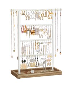 SONGMICS Schmuckständer,Vintage-Stil,weihnachten,Ohrstecker und Ohrringe aufbewahren,4 Stangen,holmfarben-weiß JJS019W01