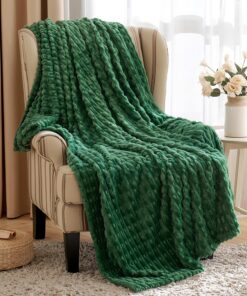 MIULEE Flauschig Fleecedecke Wohndecken Warm Weich Überwurf Für Bett Sofa Schlafzimmer 50x60 Inch 125x150 cm Dunkelgrün