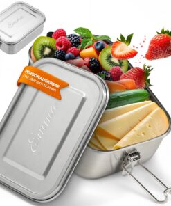 Personalisierte Edelstahl Lunchbox graviert – 800 ml auslaufsicher für Kinder