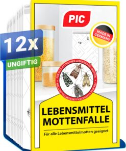 PIC Lebensmittelmotten Falle - 12 Lebensmittelmottenfallen - Ideal für Familien mit Kindern - Zuhause einsetzbar - Power