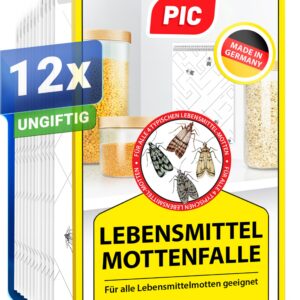 PIC Lebensmittelmotten Falle - 12 Lebensmittelmottenfallen - Ideal für Haushaltesfrauen und Küchen-Assis - Effektiv bei