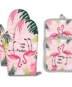 Czemo Hitzebeständige Topfhandschuhe Baumwolle Flamingo für Küche, Backstube, Grillparty