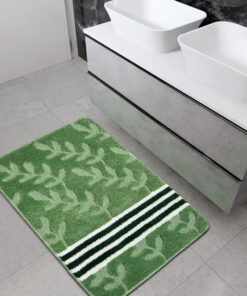 AKCILA Natel Bad Teppich Grün 50x80cm, Badezimmer Teppich waschbar, Bade Vorleger rutschfest