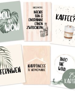 25er Postkarten Set mit Liebes-, Motivation- und Familien-Sprüchen - Geschenkidee für Liebende - Spruchkarten als Liebes