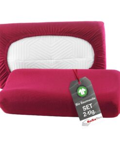 BaSaTex Bio Kissenbezüge Spannbezüge 2er Pack - 97% GOTS-Zertifizierte Baumwolle + 3% Elasthan | Bordeaux | Für Nackenki