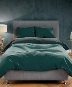 Warme Winterbettwäsche Leonardo Vicenti Teddy Plüsch für Dunkelgrüne Einzelbetten (135x200 cm) | Cashmere Touch Plüsch