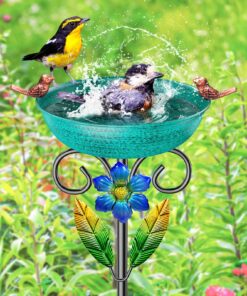 SHUONIVS Metall Vogeltränke für den Garten - abnehmbare Dekoration, perfekt für Spa & Terrasse (Retro-Grün) SHUONIVS f