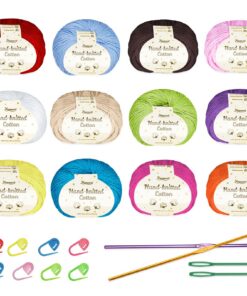 Homewit Häkelgarn zum Häkeln, 100% Baumwollgarn für Anfänger und Bastelbegeisterte, 12 Farben x 50g
