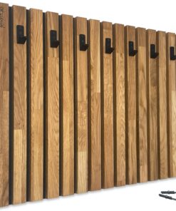 FLEXISTYLE Wandgarderobe Eiche Holz Lamellen Schwarz 4 Größen (80x60cm)