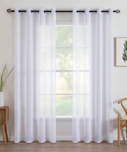 MIULEE Transparente Voile-Vorhänge Wohnzimmer Schlafzimmer 140X260cm Weiss Grommet Top