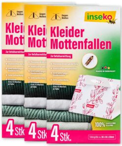 Inseko 12 x Kleidermottenfallen - gerüchteloos, free of insecticides, für Befallserkennung - Made in Germany (12)