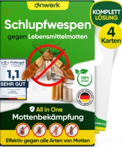 Anwerk® Schlupfwespen gegen Lebensmittelmotten - 4 Effektive Karten - Alternative zur Mottenfalle und Mottenspray