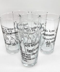 Turkish Zone Designer Türkisches Raki Glas für Männer und Frauen zur Alkoholfreien Getränzkonsumation in Geradem Modell