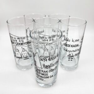 Turkish Zone Designer Türkisches Raki Glas für Männer und Frauen zur Alkoholfreien Getränzkonsumation in Geradem Modell