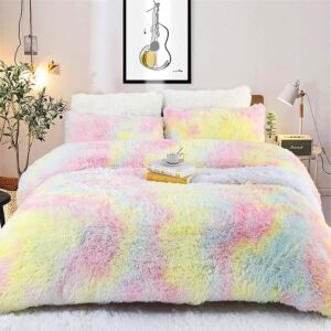 Sacebeleu Plüsch Bettwäsche Set 135x200cm Warme Winter Flauschig Flanell Mädchen Betttücher mit Reißverschluss