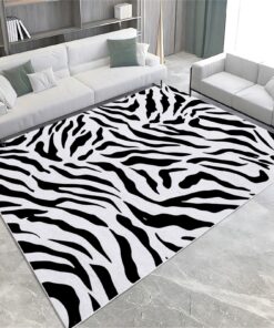 UUZEAI Wohnungswäschebarer Teppich Schwarz-Weiß Zebra Print, Luxuriös Weich für Schlafzimmer, Büro und Kinderzimmer, 120