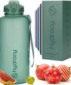Hydracy BPA-freie Trinkflasche - 2L Zeitmarkierung und Strohhalm - Auslaufsichere Sportflasche