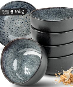 Moritz & Moritz Müslischalen Set 6-teilig Grau 500 ml Steingut, spülmaschinengeeignet & robust modern Design