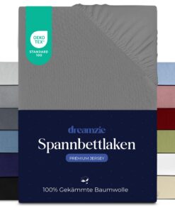 Dreamzie Premium Spannbettlaken 140x200 cm - Dicke Matratzenbettlaken, 100% Jersey Baumwolle, Oeko-TEX Zertifiziert - An