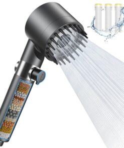 Wassersparend Duschkopf mit Filter in 15 Schichten für Entfernen von Hardness | Hochdruck Duschkopf mit Stoppfunktion u