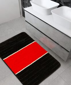 AKCILA COMO Absorbierende Badematte Rot 50x80 cm | Bad Vorleger Waschbar Rechteckig Rutschfest | Badezimmerteppich | Rut