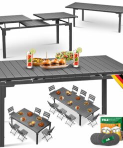 KESSER® ausziehbarer Gartentisch 180/240x90cm für 8 Personen pulverbeschichtetes Stahl-Gestell & HDPE Tischplatte Wetter