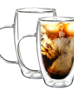 Youngever 2er Set Doppelwandige Kaffeetassen 500ML, praktisch für Office und Zuhause, robust und wiederverwendbar, ideal