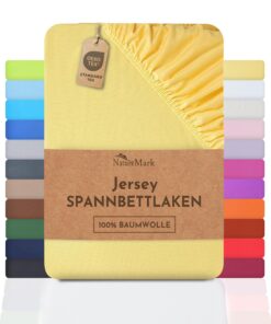 NatureMark Jersey-Spannbettlaken – 100% Baumwolle (Öko‑Tex Standard 100) – 90 x 200 / 100 x 200 cm, Gelb