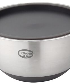 Dr. Oetker Rührschüssel mit Deckel BACK SPASS 2,5 L | Rutschfester Silikonboden & flacher Schüttrand | Edelstahl-Schüsse