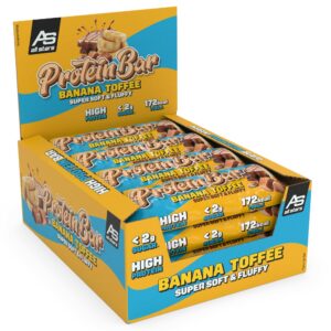 ALL STARS Protein Bar Soft & Fluffy Banana Toffee - 11g Eiweiß, perfekt für Fitness-Lovers - ideal nach dem Workout (12