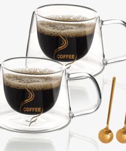 Belle Vous 2er Pack Doppelwandige Kaffeegläser - Heiße & Kalte Getränke - Kaffee, Tee, Cappuccino - 200 ml Thermogläser