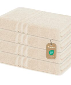 Lavea Duschtücher 4er Set – 70x140 cm, 500 g/m² – 100% Baumwolle, weich & saugfähig – Creme