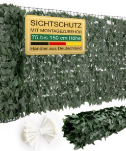 ELONEO maxVitalis Grün Balkon Sichtschutz, wasserdichthaft 300x125cm, Kabelbindern inkl., Terasse und Garten Verkleidung