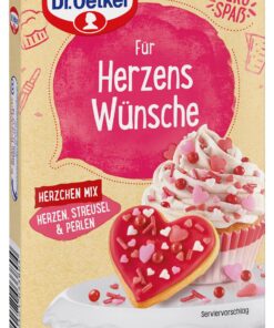 Dr. Oetker Herzchen Mix für besondere Momente - Zucker-Dekor-Mix zum Verzieren von Gebäcken und Desserts 4er Pack 4 x 60