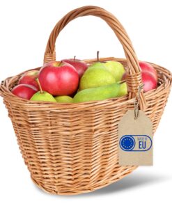 Creative Home Weidenkorb mit Henkel Handgeflochten | 32 x 24 x 29 cm Leicht | Picknickkorb Obstkorb Geschenkkorb