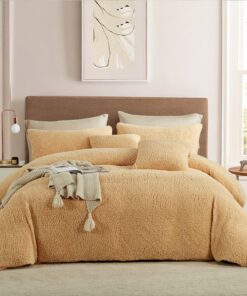 CinYanaSherpa-Fleece-Bettbezug-Set, doppelseitig, warm und flauschig, luxuriös Plüsch für King/California Kingbett (Warm