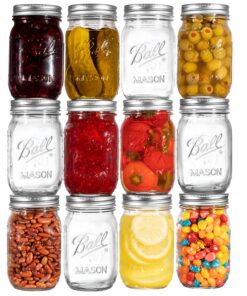Einmachgläser normaler Öffnung 473 ml 12 Stück Luftdichte Deckel & Bänder für Fermier-Beizen-Mahlzeiten-Vorbereitung-DIY