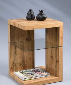 Modernes Design M2 Kollektion Domingo Beistelltisch I Zusättlicher Stauraum I Sicherheitsglas 40x40x60 cm