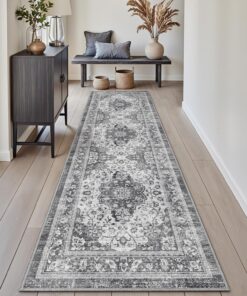 DEXI Läufer Flur Teppich 61 x 213 cm, rutschfest, waschbar, ideal für Küche und Waschküche, leicht, schmutzabsorbierend,
