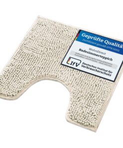 WohnDirect Badematte 45x45cm rutschfest & Waschbar | Creme | Oeko-TEX Zertifiziert, Badezimmerteppich zum Set kombinierb