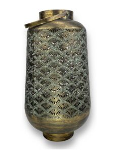 Crispe Home & Garden | orientalisches Windlicht aus Metall | Für Jäpidor Laterne | Türkis/Gold | 55 cm Höhe x 30 cm Ø |
