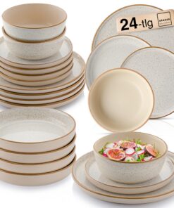 SÄnger Rio Creme Tafelservice 24teilig, Steingut Geschirr Set für 6 Personen, VALUE COLLECTION