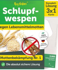 Hey Nature® Schlupfwespen gegen Lebensmittelmotten - Effektive Biologische Bekämpfung - Für Haushalte mit Kindern - Im S