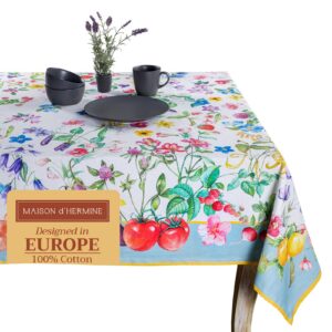 Maison d'Hermine Giverny 100% Baumwollentischdecke - ideal für Küche und Esszimmer - Oeko-Tex Standard 100 - perfekt zur