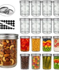OAMCEG Recycling-Einmachgläser - Vielseitig nutzbar für Meal Prep und Overnight Oats, 100%-recyceltes Glas, 240ml, 16er