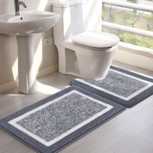 SHACOS rutschfeste Badematte für Dusche und Badewanne Grau 45x65cm+50x60cm Wasserabsorbierend Maschinenwaschbar