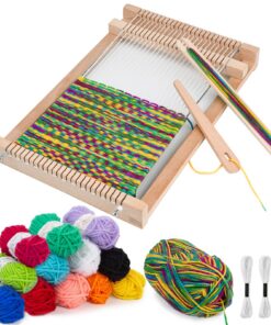 LYKTRIX Kinder Holz Webstuhl Set - Perfekter Schulwebrahmen für 4-12 Jährige, Enthält Much Garn für Stricken